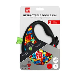 Повідець для собак WAUDOG R-leash з контейнером для пакетів "Блоки", світловідбивна стрічка, L (257-4056) - мініатюра 6