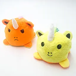 М'яка іграшка Єдиноріг перевертень двосторонній веселий сумний 16 см UKC жовто-жовтогарячий - мініатюра 3