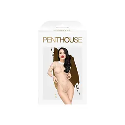 Боді Penthouse Scandalous S/L White, велика сітка, високий комір, довгі рукави - мініатюра 3
