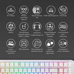 Клавіатура Ducky One 3 TKL Cherry MX Speed Silver RGB White DKON2187ST-PUAPXPWWWSC1 UA [128816] - мініатюра 9