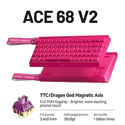 Ігрова магнітна клавіатура MCHOSE ACE 68 V2 / Дротове підключення / Dragon God Magnetic Axis Switch / Pink - мініатюра 2