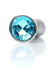 Анальна пробка - Jewellery Silver Plug Light Blue L - мініатюра 2