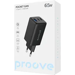 Мережевий зарядний пристрій Proove Pocket GaN 65W 2 USB-C/USB-A Black (WCPG65121201) [130258] - мініатюра 2