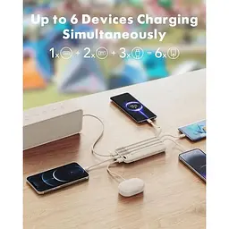 Портативний зарядний пристрій Charmast 20000 mAh потужністю 20 Вт із вбудованими кабелями USB C - мініатюра 6