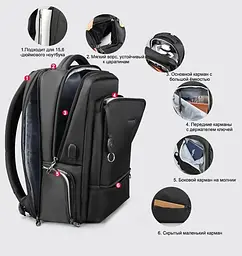 Рюкзак Tigernu T-B3585 15.6 Black - мініатюра 5