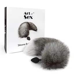 Силиконовая анальная пробка с хвостом Art of Sex Artctic fox, M - миниатюра 5