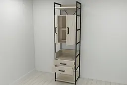 Шафа Гардероб Уні секція 5 серії Конект Ferrum-decor 220x60x50см Чорний метал ДСП Дуб Сонома 32 мм (FRD-104513)