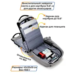 Рюкзак антизлодій Mark Ryden 5815 з відсіком для ноутбука до 15.6" та USB 18 л Grey (16244) - мініатюра 3