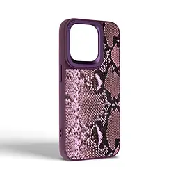 Кожаный чехол для Apple iPhone 14 Pro, Harder Genuine Snake, фиолетовый, термополиуретан ТПУ + экокожа с имитацией змеиной кожи, панель, защита корпуса, противоударный, микрофибра, рамка вокруг камеры, защита всего корпуса, (ARM76788) - мініатюра 2