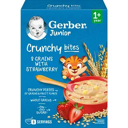 Дитяча каша суха швидкорозчинна Gerber Мультизлакова з хрусткими пластівцями та шматочками полуниці від 1 року 400 г (2 шт. х 200 г) - мініатюра 2