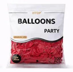 Повітряні надувні кульки HTOP Balloons Party 12 дюймів 100 шт. яскраві товари аксесуари для свята Червоний - мініатюра 2