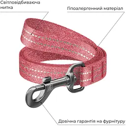 Повідець для собак WAUDOG Re-cotton світловідбивний S Ш 15 мм Д 500 см червоний (40133) - мініатюра 3