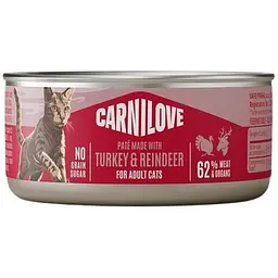 Вологий корм для котів Carnilove Turkey & Reindeer паштет індичка і північний олень 100 г