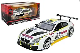 Іграшкова машинка гоночна BMW M6 GT3 1:24 Автопром світлозвукові ефекти металева 68278A(W), кор. 24,5х12см