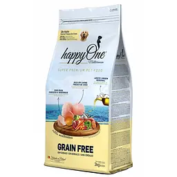 Сухой корм для взрослых собак всех пород happyOne Mediterraneum Adult Dog Fresh Meat со свежим мясом беззерновой 3 кг