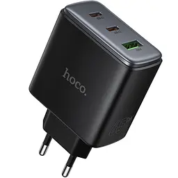 Мережевний зарядний пристрій Hoco C160A Upgrade PD65W+QC3.0 1USB-A/2C Black