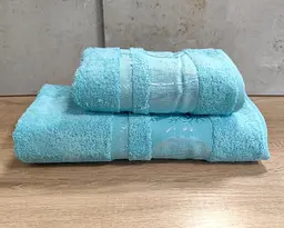 Набір турецьких бамбукових махрових рушників Zeron 50х90+70х140 Bamboo Agaс Desen бірюзовий 3