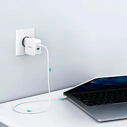 Мережевий зарядний пристрій Choetech PD 65W GaN Mini Fast Charger White (PD8002-EU-WH) [100840] - мініатюра 3