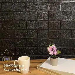 Самоклеюча декоративна 3D панель під чорну цеглу700x770x4 мм - мініатюра 2