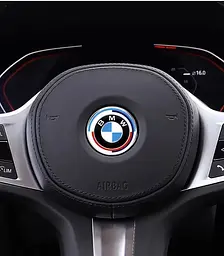 Емблема керма Bmw 45мм синьо-біла з обідком у кольорах M-серії Ювілейна OEM 51148132375 - мініатюра 2