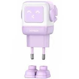 Зарядний пристрій 3xUSB 65W (2xUSB-C+USB-A) Gan Robot tech Fast Charger Фіолетовий CD361 Ugreen - мініатюра 2