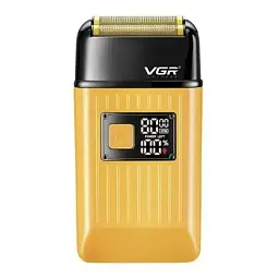 Електробритва шейвер VGR V-357 з USB і LED-дисплеєм, Жовта / Акумуляторна бездротова чоловіча бритва