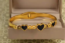 Браслет бенгл Xuping Jewelry жорсткий Midnight Heart 60 мм на руку від 17 до 19 см лимонний