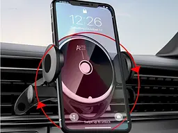 Автотримач для телефону на повітропровід (Затиск Крюк З Упором) Чорний (D215XZ) - мініатюра 5