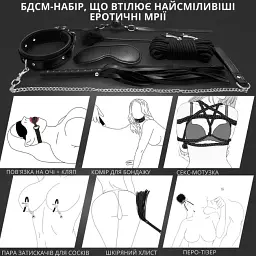 Еротичний набір I’MCUM Full Control БДСМ для рольових ігор 10 предметів Чорний (7970379617688) - мініатюра 3