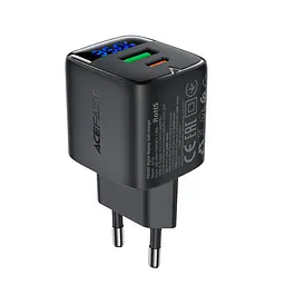 Мережевий зарядний пристрій ACEFAST A116 PD35W GaN charger (USB-A+USB-C) with digital display Чорний