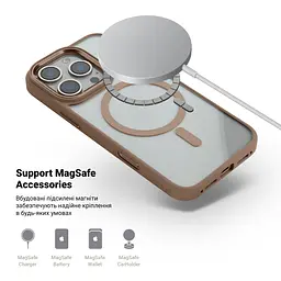Чехол Apple iPhone 16 Pro, Unit MagSafe, бежевый, прозрачный, магсейф, противоударный, магнитный, панель-накладка с поддержкой MagSafe, с поддержкой беспроводной зарядки, TPU+PC, защита всего корпуса, ударопрочный, ArmorStandart (ARM81330) - мініатюра 4