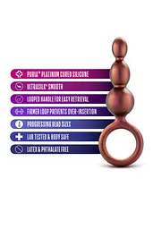 Анальна пробка Anal Adventures Matrix Beaded Loop Plug 14 см (жовтогарячий) - мініатюра 4