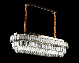 Овальна золота кришталева світлодіодна люстра Splendid Ray L2211/1000*350/8+LED (SGD), 100 см на 8 ламп - мініатюра 2