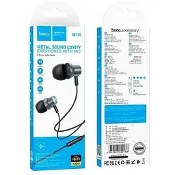 Навушники Hoco M110 Encourage metal universal earphones with mic чорні 6942007602938 - мініатюра 2