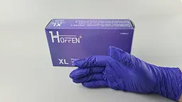 Рукавички одноразові нітрилові кобальтові HOFFEN, розмір XL, 100 шт, неопудрені, для огляду, клінінгу та сервісу - мініатюра 3