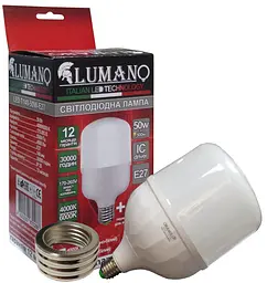 Лампа високопотужна 50вт LED T120 50W E27 з перехідником на Е40 6500K 4500Lm TM LUMANO