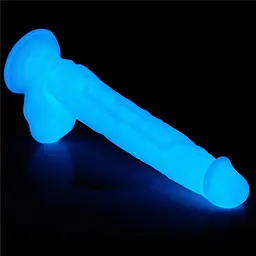 Неоновий фалоімітатор LoveToy Lumino Play 26.9 см блакитний - мініатюра 7