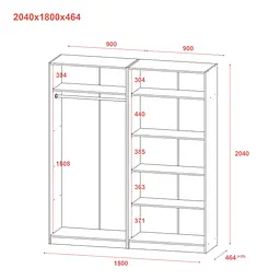 Комплект Doros Промо з полицями Сірий 2+2 ДСП 180х48х204 (80737771) - мініатюра 9