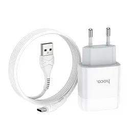 МЗП Hoco C72A Glorious 2.1A (1USB-A) + кабель USB to Type-C Білий - мініатюра 2