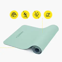 Килимок спортивний Cornix TPE 183 x 61 x 0.6 см для йоги та фітнесу XR-0492 Mint/Navy Blue - мініатюра 5