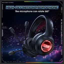 Навушники Onikuma ігрові бездротові Bluetooth GT-815 Pro з мікрофоном активним шумоподавленням та RGB підсвіткою Чорний - мініатюра 3