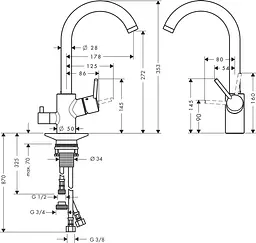 Змішувач Hansgrohe Talis M52 270 для кухні з запірним клапаном 14875000 Хром - мініатюра 2