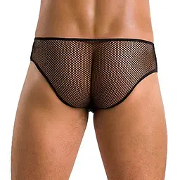Чоловічі труси зі шнурівкою Passion 035 SLIP RICHARD L/XL Black, екошкіра, сітка - мініатюра 2