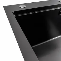 Кухонна мийка 60x50 PVD чорна Platinum Handmade з підставкою для ножів, Чорний - мініатюра 5
