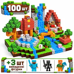 Магнітний конструктор Minecraft 100 шт по грі Майнкрафт Лісова ферма Mk001061 - мініатюра 2