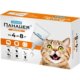 Краплі для тварин Superium Panacea Протипаразитарні для котів від 4 до 8 кг (9135)