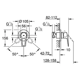 Набір гігієнічного душа прихованого монтажу Grohe Bau Loop UA11104200, Хром - мініатюра 5