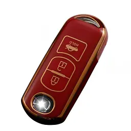 Чохол ключа Mazda червоний+золота окантовка (3 кнопки) TPU