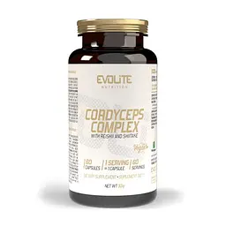 Екстракт кордицепса, шиїтаке, рейші Evolite Nutrition Cordyceps Complex, 60 капсул для підтримки імунної системи
