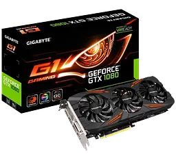 Відеокарта GeForce GTX 1080 8GB Gigabyte G1 Gaming (GV-N1080G1 GAMING-8GD) Б/В